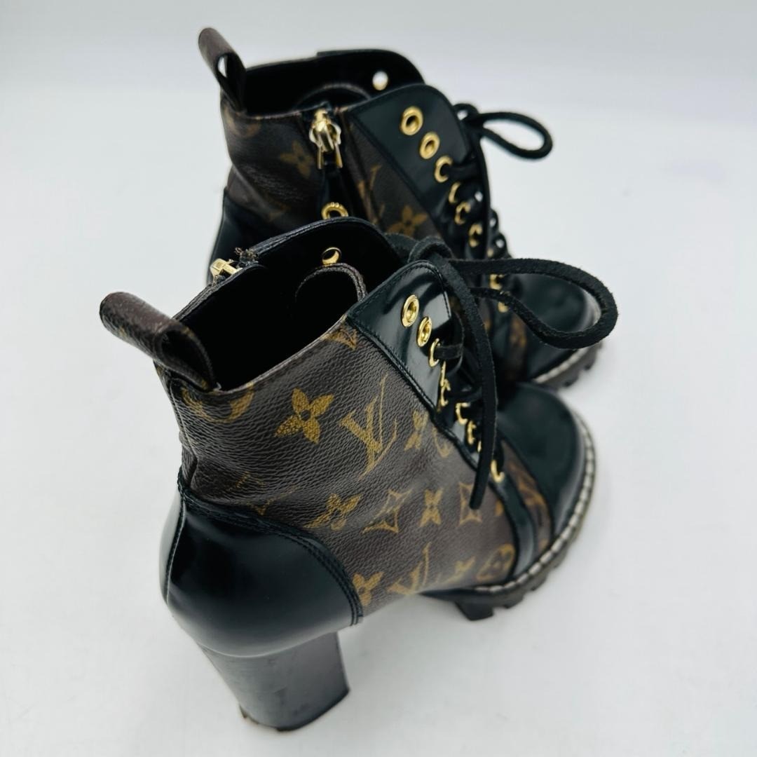 LOUIS VUITTON Monogram Women’s Lace-up Boots Brown Size 35.5 (22.5cm) 064108d