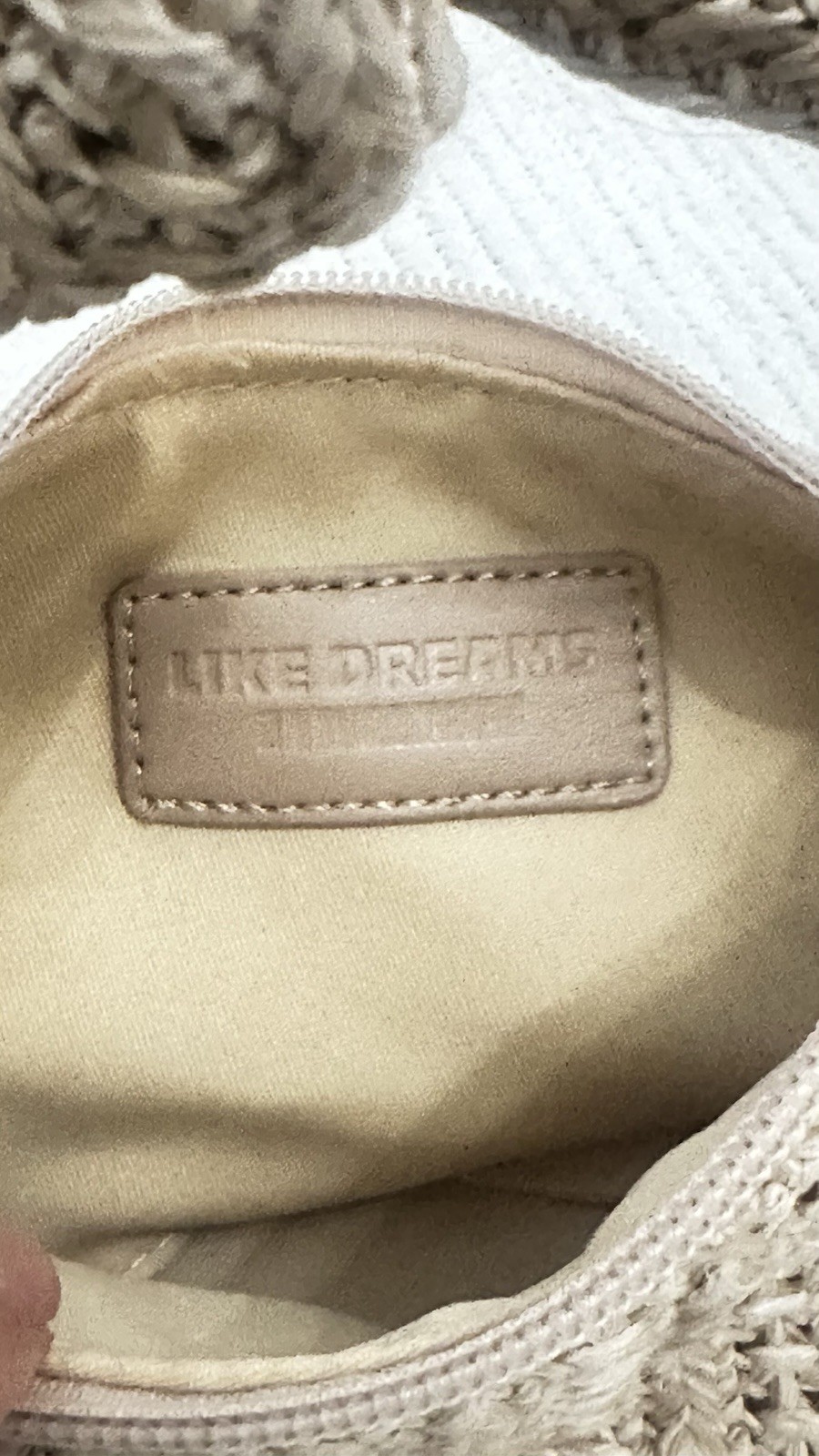Live Dreamer Beige Medium Hobo Bag Crescent Top Handle Knot Zip Lined