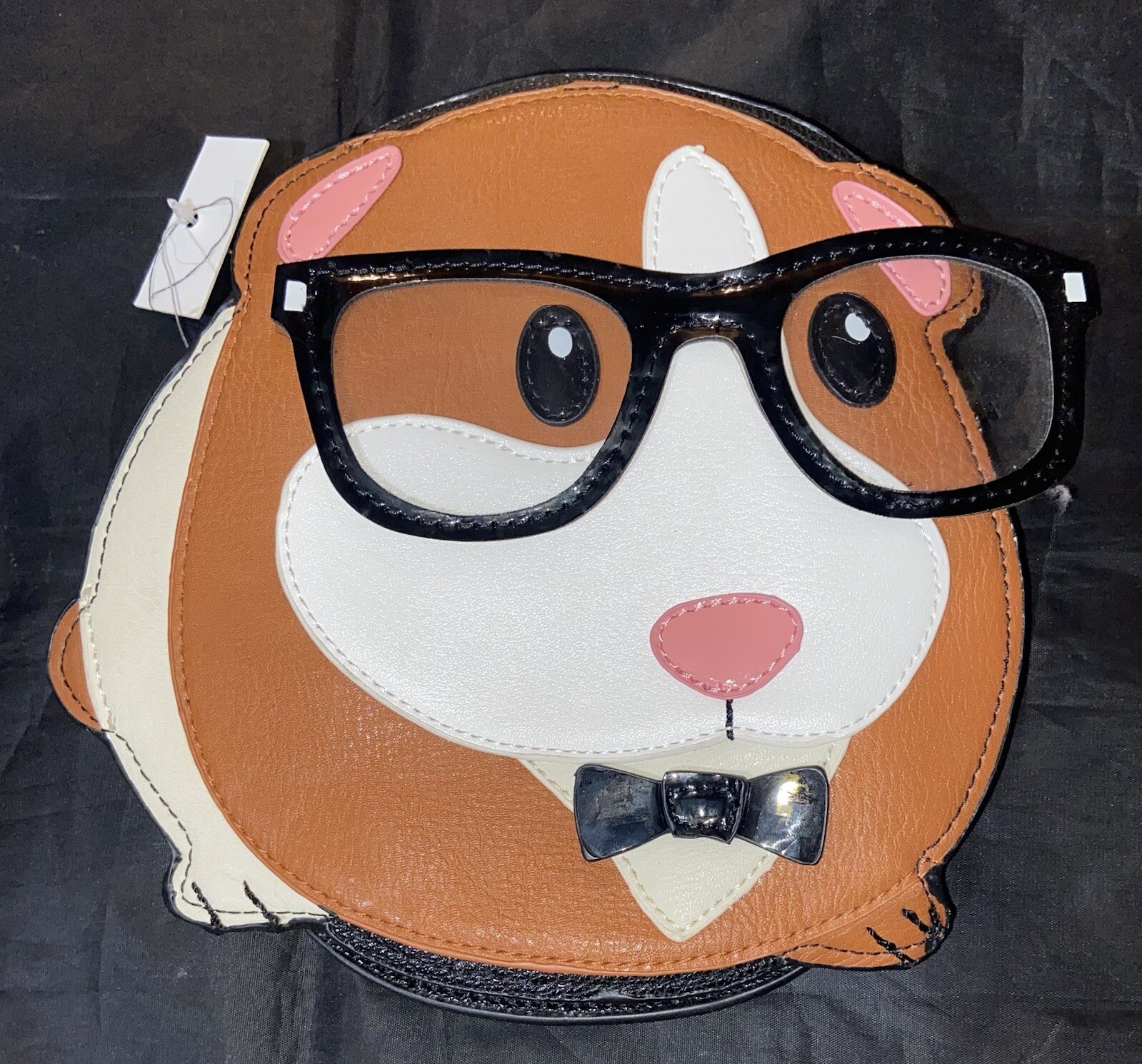 Sleepyville Critters Nerdy Guinea Pig Hamster bowtie crossbody purse NEW TF1