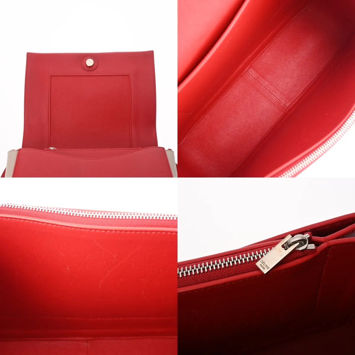 Celine Shoulder Bag Leather Red #WB7856