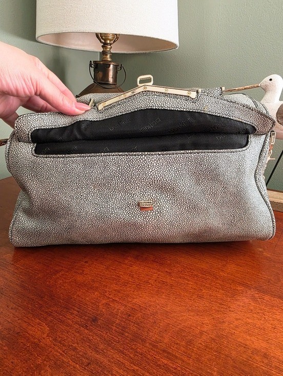 Botkier Valentina Satchel Green Shagreen Embossed Leather Crossbody Bag