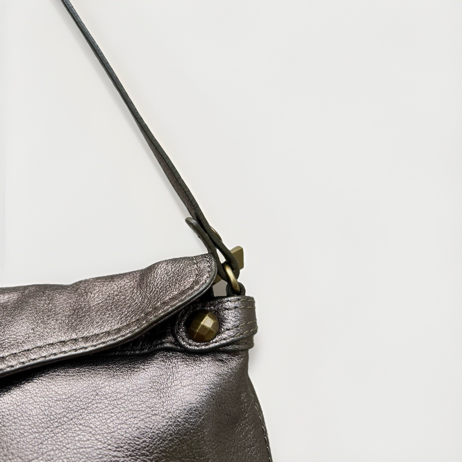 KOOBA Metallic Pewter Small Leather Purse Shoulder Bag Y2K 2000s Indie Festival
