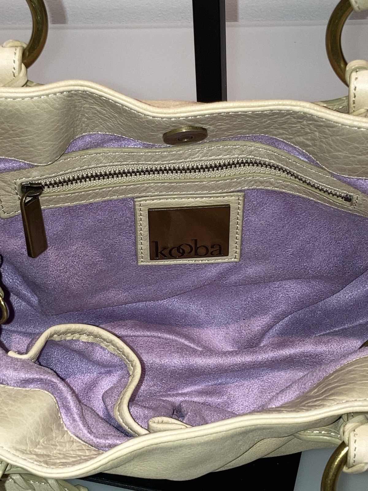 KOOBA RARE VINTAGE CREAM SMALL SIENNA WHIPSTITCH LEATHER SATCHEL BAG EXCELLENT!!