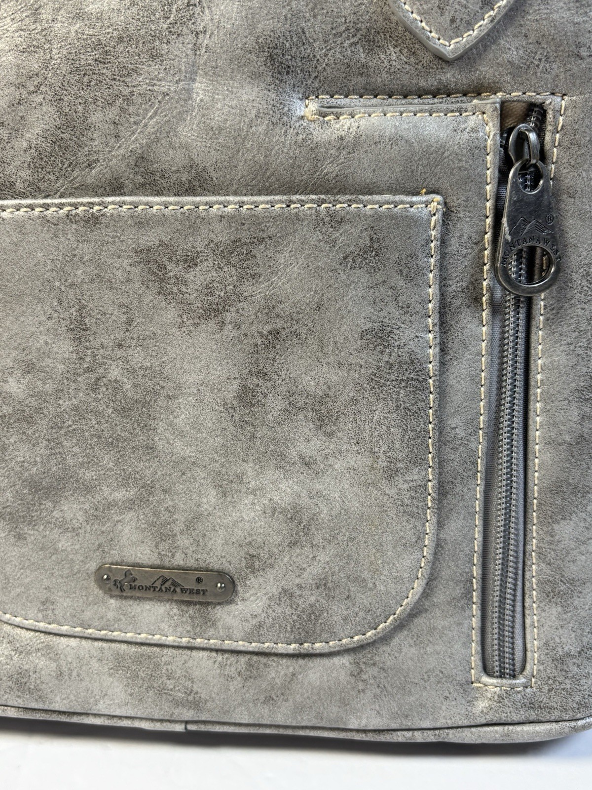 Montana West Studded Concealed Carry Purse Satchel Hand Bag Gray NWT $86