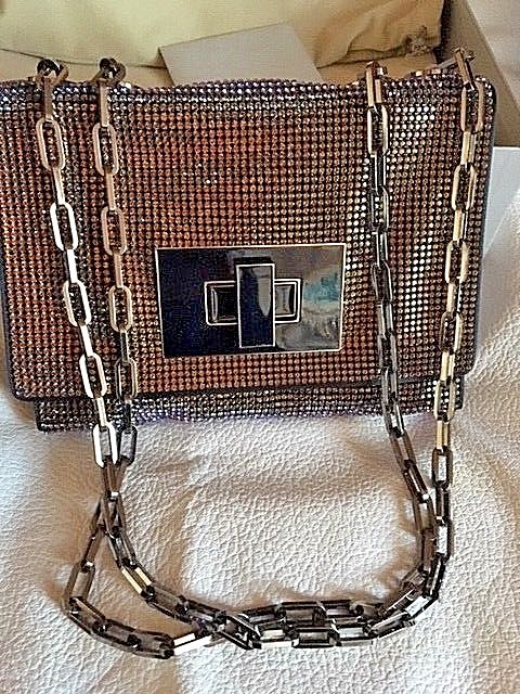 DANIEL SWAROVSKI CRYSTAL MESH EVENING BAG MERIDIAN BLUE RUTHENIUM HW NWT $3000