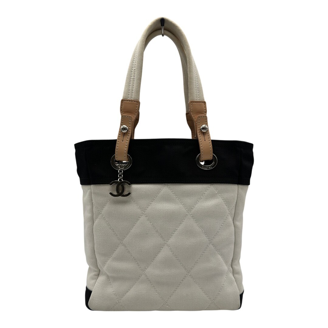 CHANEL Paris Biarritz Tote Bag PM A34208 White Canvas Size: W:9.2×H:10.6 in.