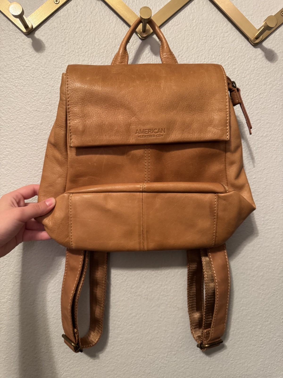 American Leather Co. Beige Genuine Leather Backpack – Excellent Condition
