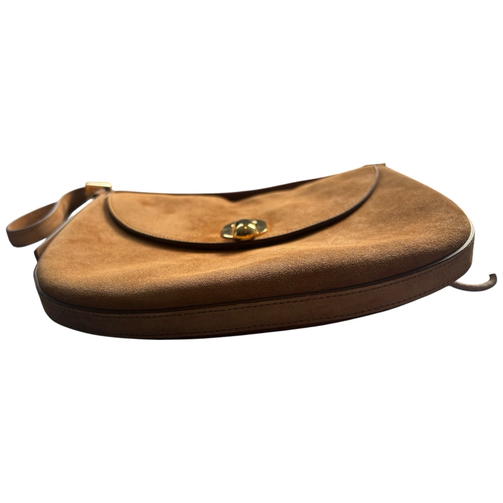 Savette Leather Saddle Shoulder Bag Tondo Suede Camel Brown RRP £1475 Genuine