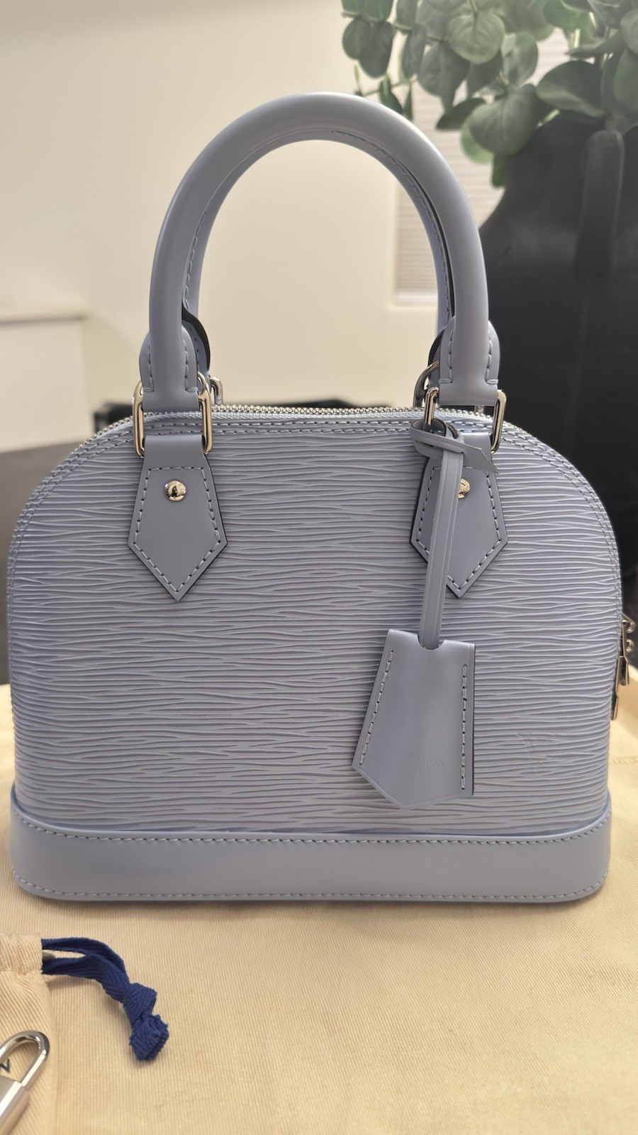 Louis Vuitton Alma BB Epi Leather Bleu Nuage Limited Edition Jacquard Strap New