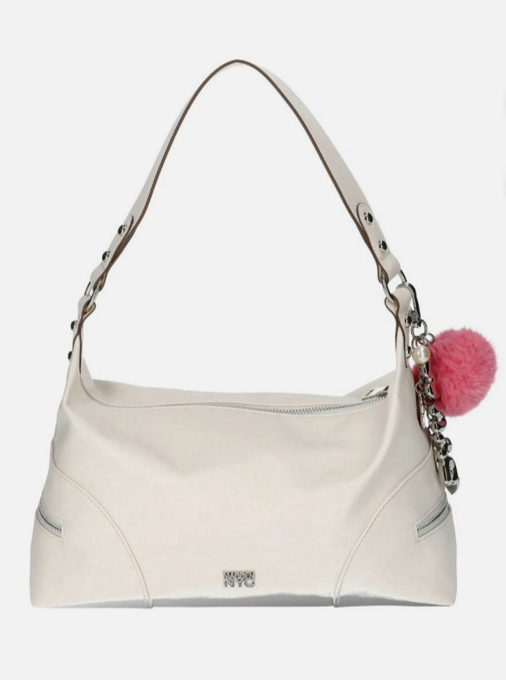Madden NYC Women’s Handbag Tote 2360 Hobo Side Zipper Faux Leather, Cream