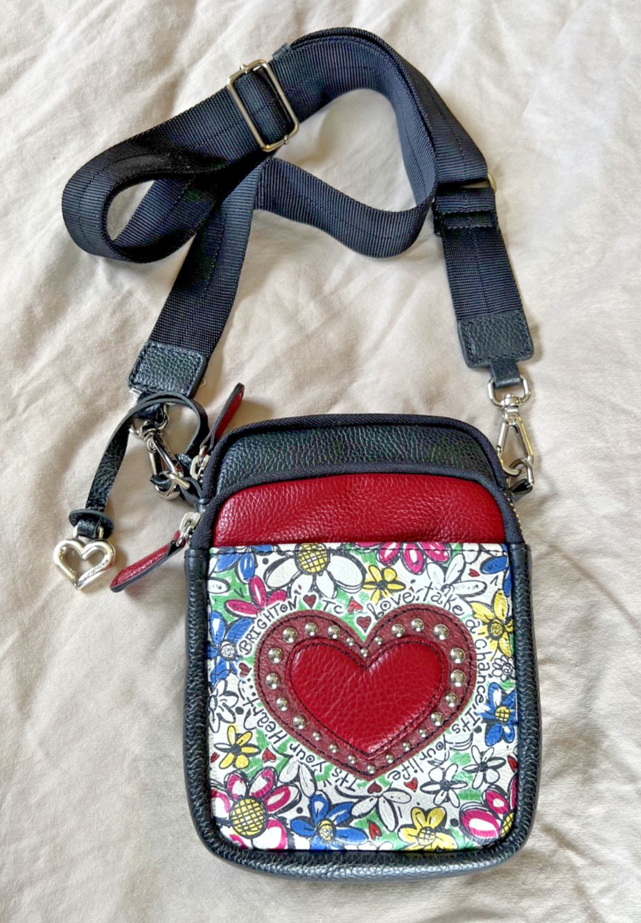 Brighton Scribble Garden Mini Utility Crossbody Shoulder Bag
