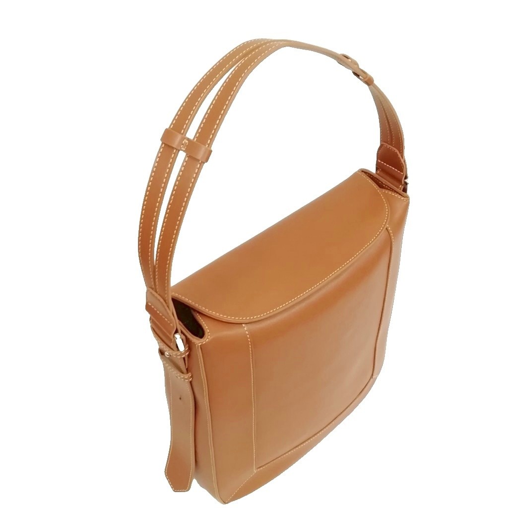 L Avenir Mael Square Shoulder Bag Smooth Square Shoulder Bag Brown Men Women