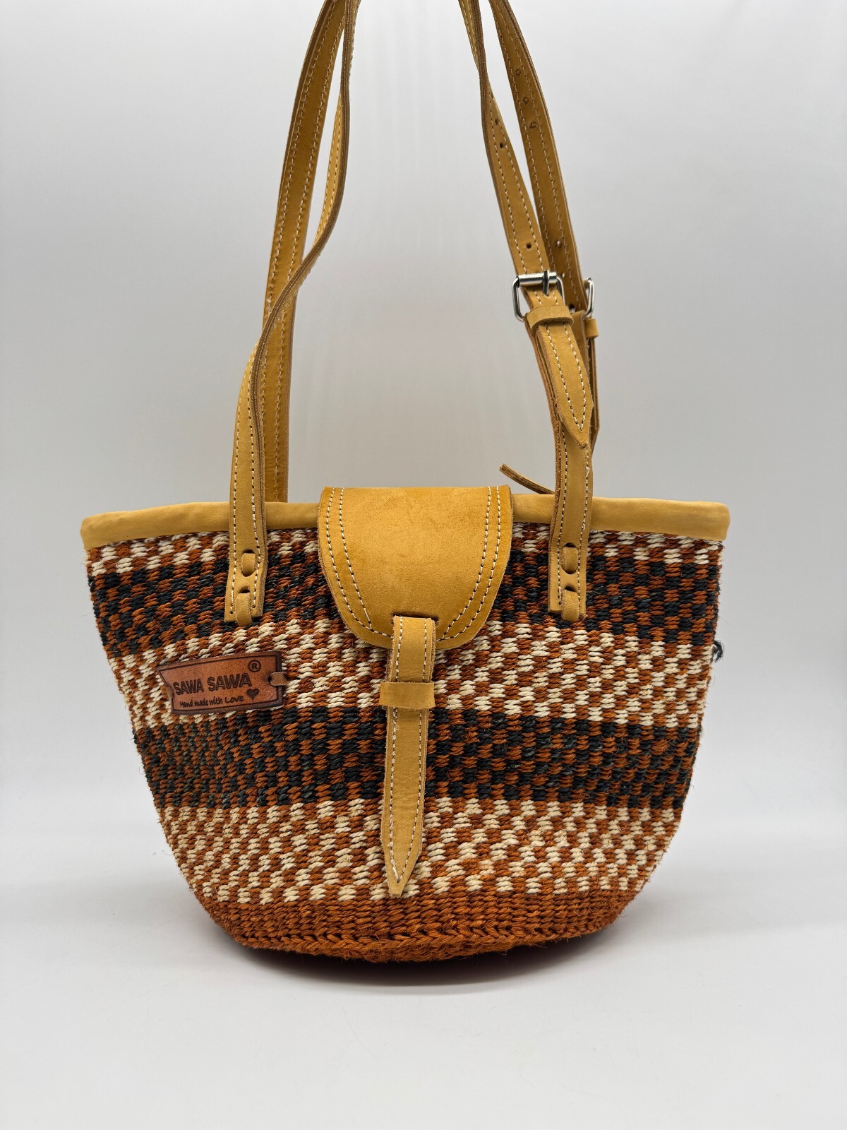 SAWA SAWA Waves on Earth handmade striped sisal tote – Natural~