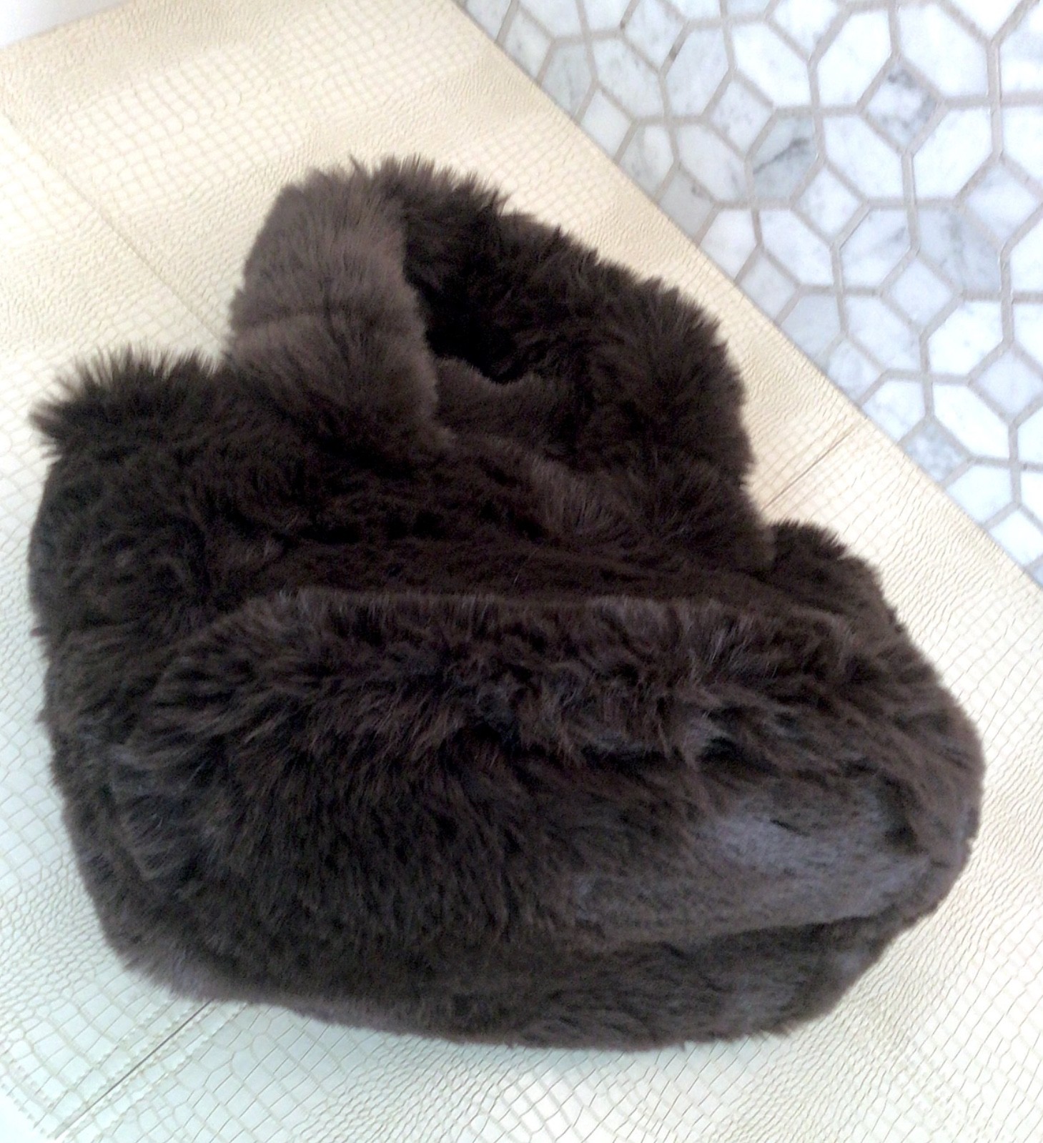 BRAND NEW (NWT) SKIMS Faux Fur Mini Tote Bag Espresso Brown