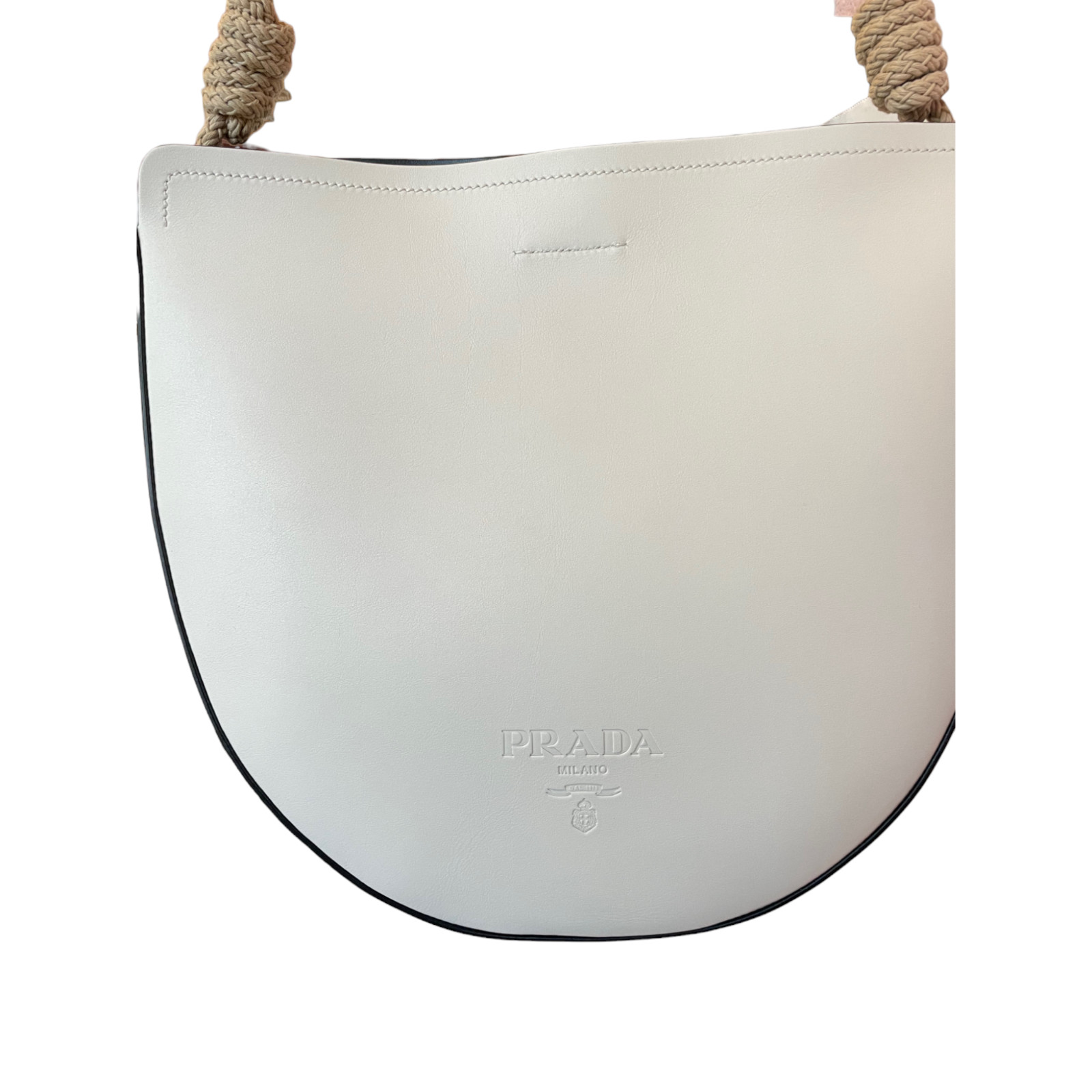 Prada Shoulder Bag Vitello Lux Leather, White, 1BC131 2DJ4 F03GZ
