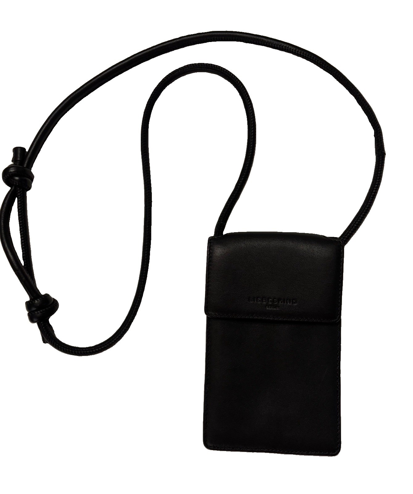 NEW Liebeskind Berlin Black Leather 2 Pocket Crossbody Chelsea Bag Adj Strap $90