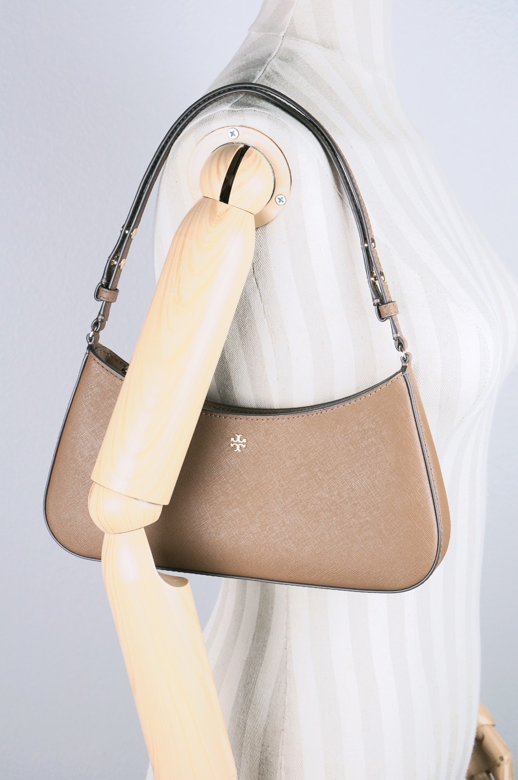 Tory Burch Emerson Moose Saffiano Leather Adjustable Shoulder Bag Purse 171577
