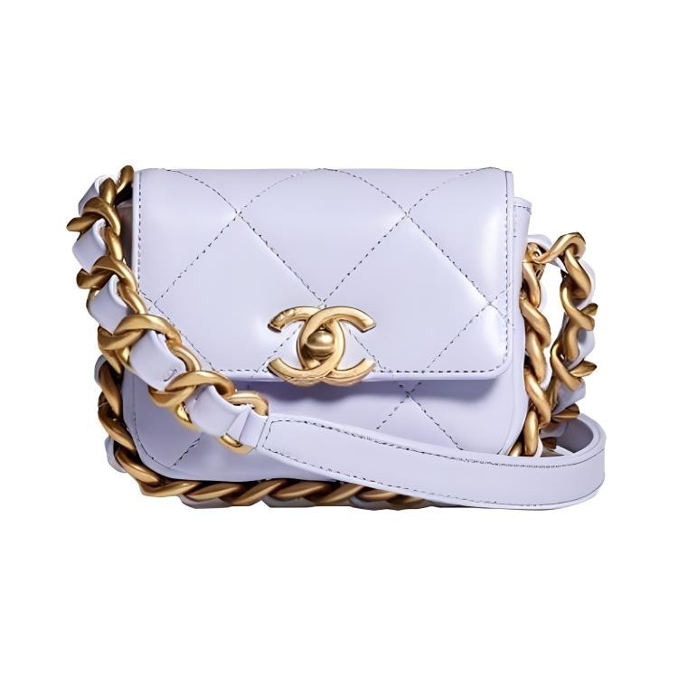 CHANEL Shoulder Bags Leather Purple Women 5.5 x 2.2 x 4.5 in
