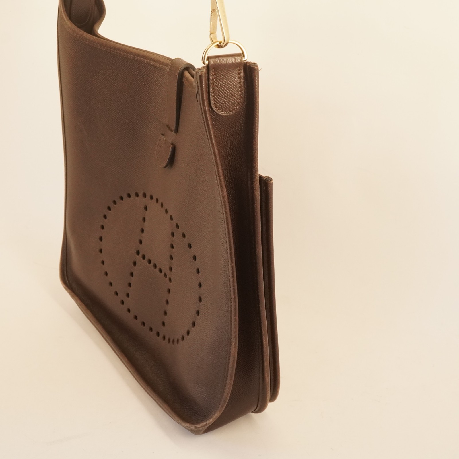 HERMES Evelyne III GM Togo Brown Leather Crossbody Bag w Dust Bag & COA