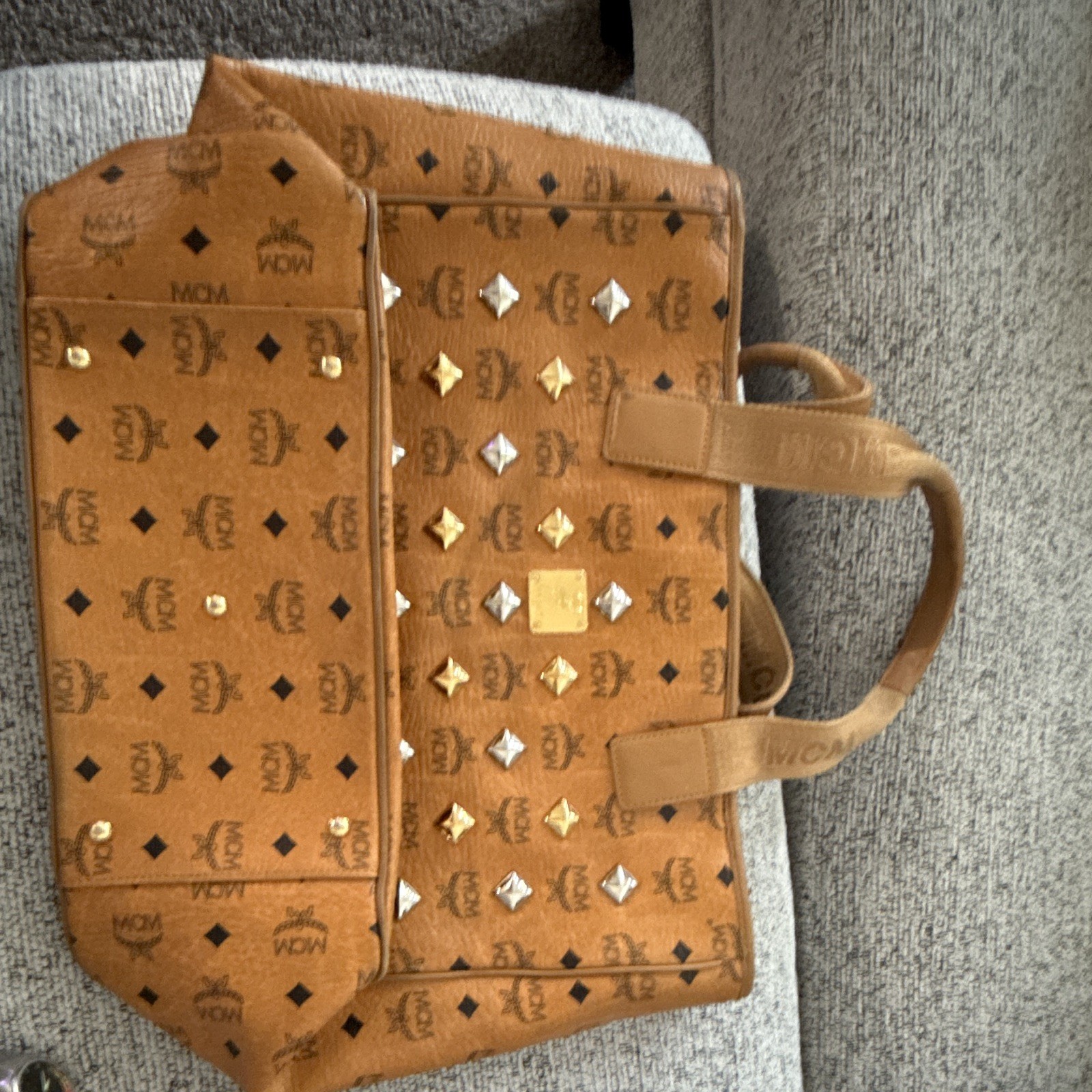MCM Women’s Leather Tote Bag Monogram Tan Medium,
