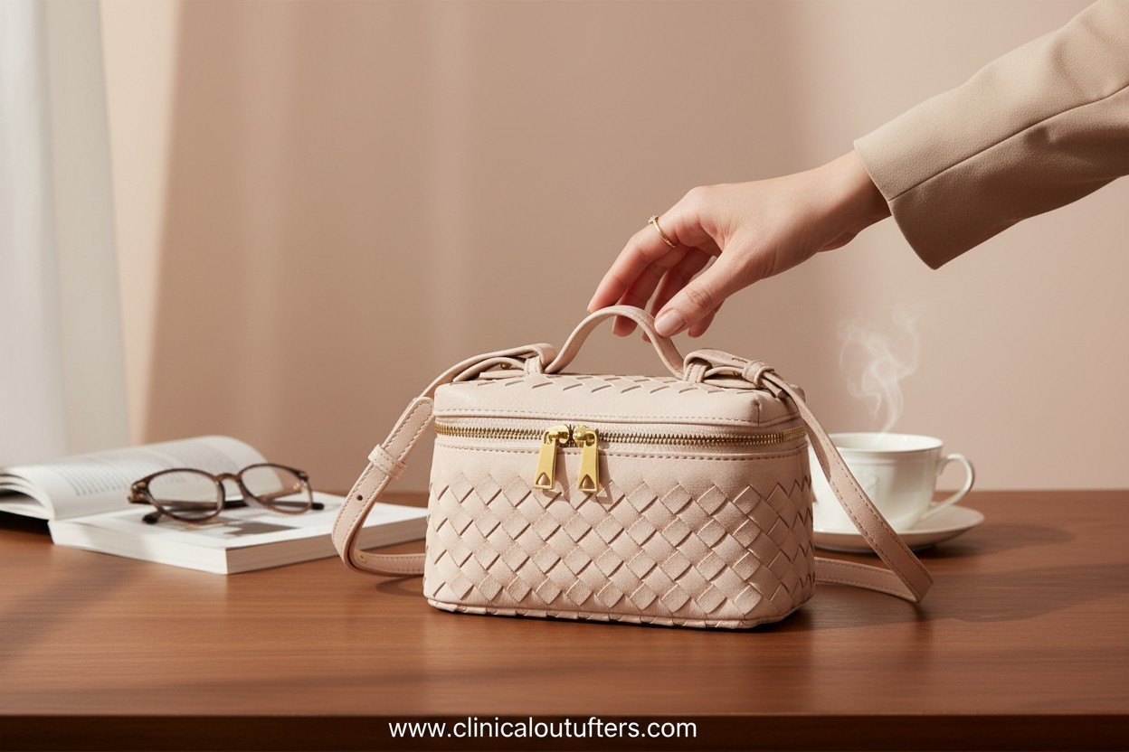 Woven Handbag Tote Purse – Gold Zipper – Chic Everyday Bag