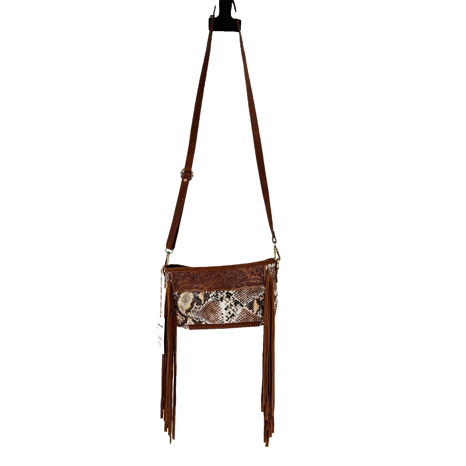 NEW Shyanne Tooled Snakeskin Fringe Crossbody Bag Purse Western Cowgirl Rodeo