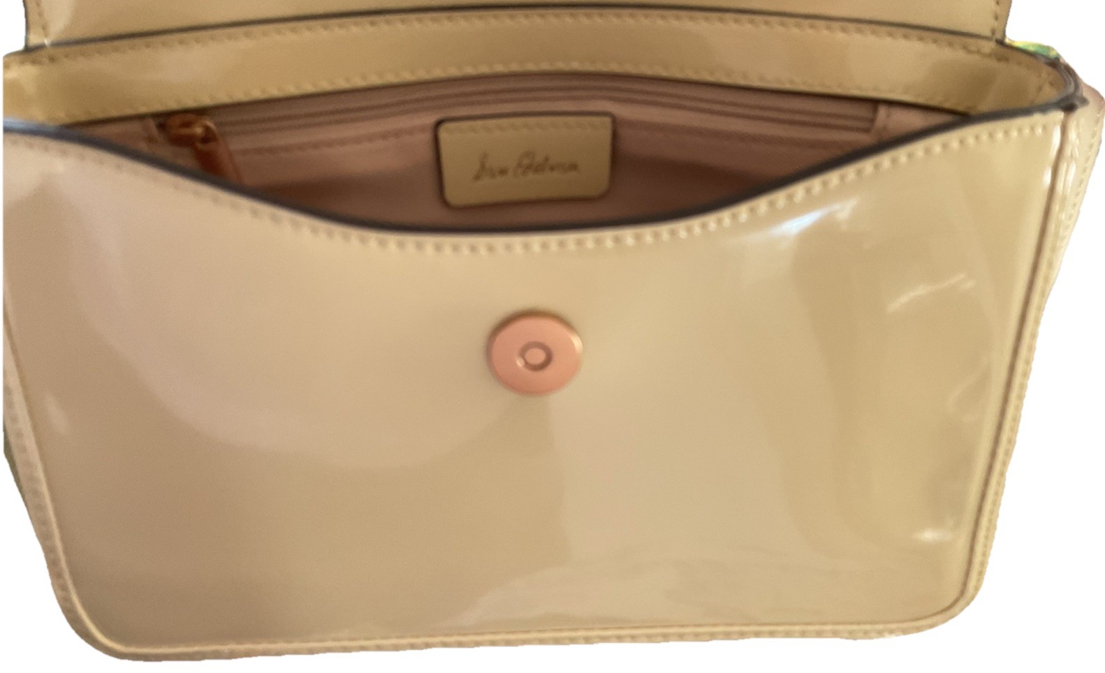 Sam Edelman Women’s Bag Purse Small Cream Faux Patent Crossbody Bag NEW