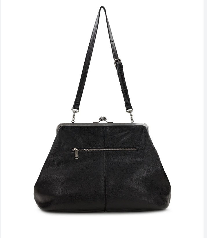 PATRICIA NASH Vivienne smooth leather large clutch crossbody + Dust bag Black