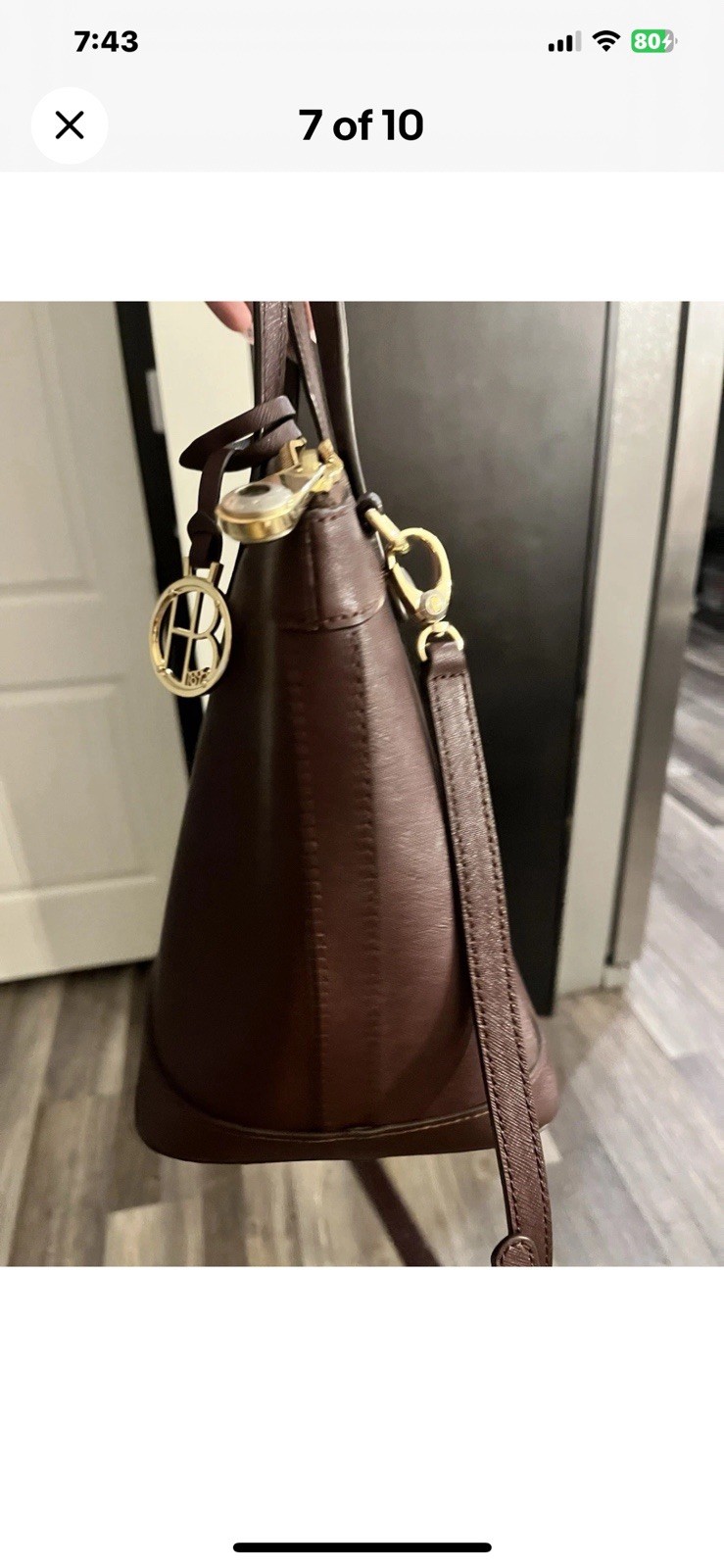 HENRI BENDEL New York Pebbled Leather Crossbody Purse in Burgundy Gold Hardware