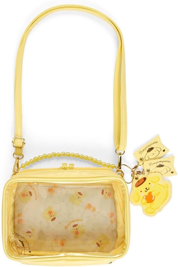 Sanrio Pom Pom Purin, Plush Shoulder Bag (Enjoy Idol), Yellow, 22 x 7.5 x 14 cm