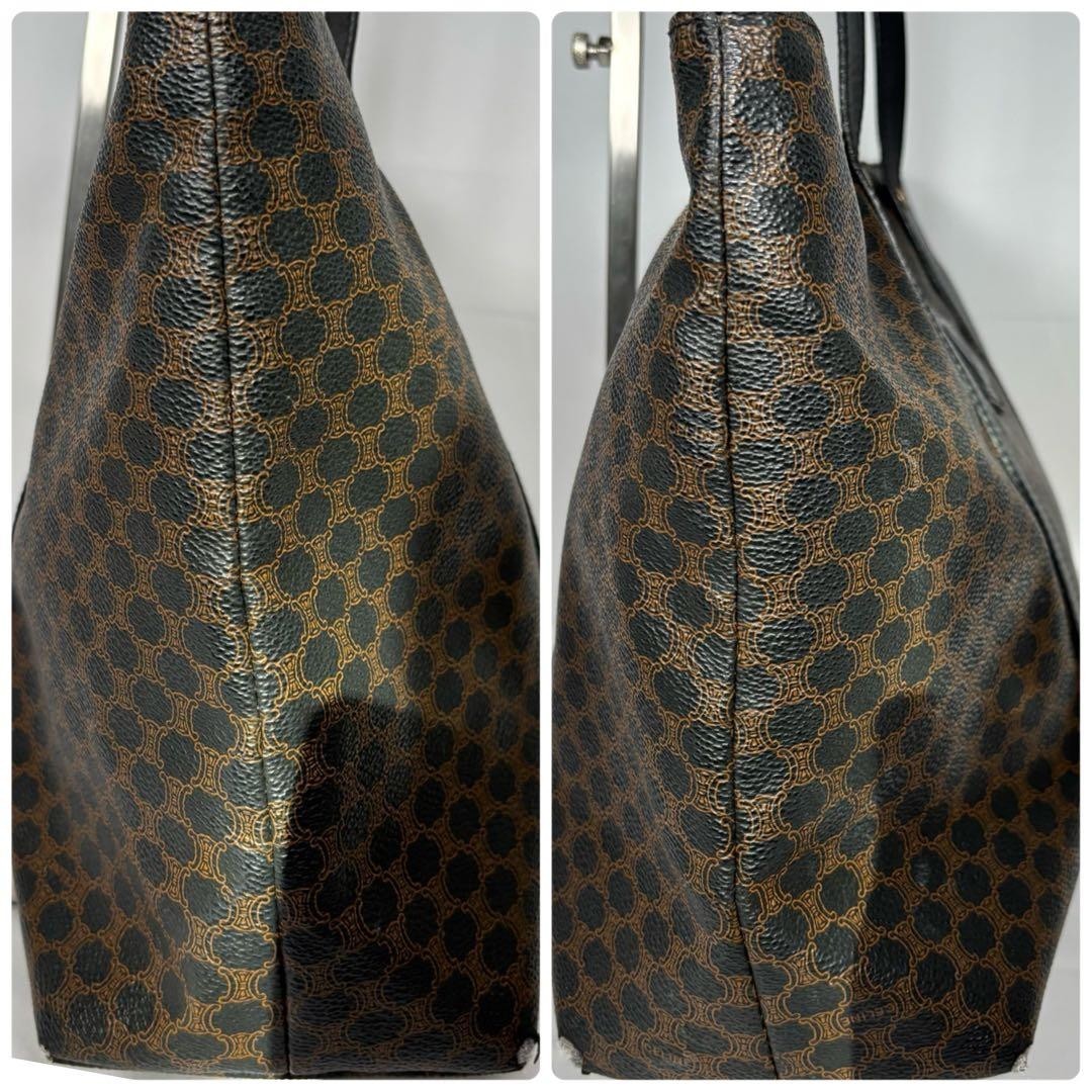 CELINE Vintage Macadam Triomphe Large Tote Bag Shoulder Purse Brown Leather
