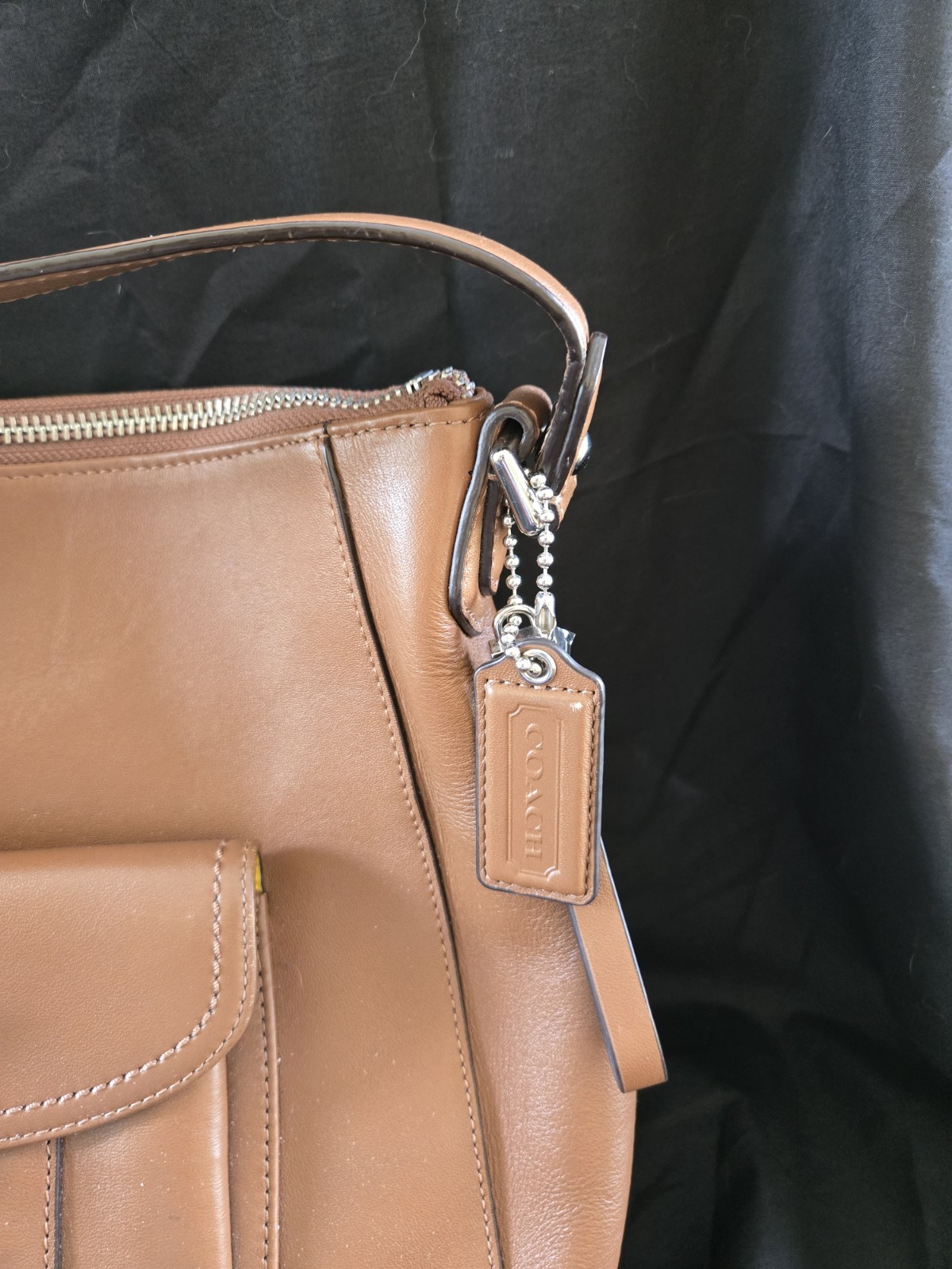 Coach Brown Legacy Medium Hobo Shoulder Bag Zip & Magnetic Flap Pocket, Charm