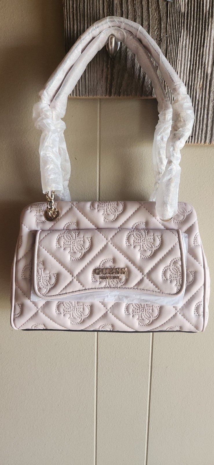 NWT GUESS Marieke Girlfriend Shoulder Bag Light Beige/Blush
