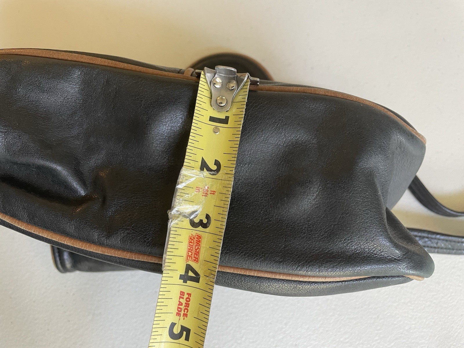 VTG Saddlebag Handbag Black with Brown Trim Unique Quirky Two Tone Crossbody