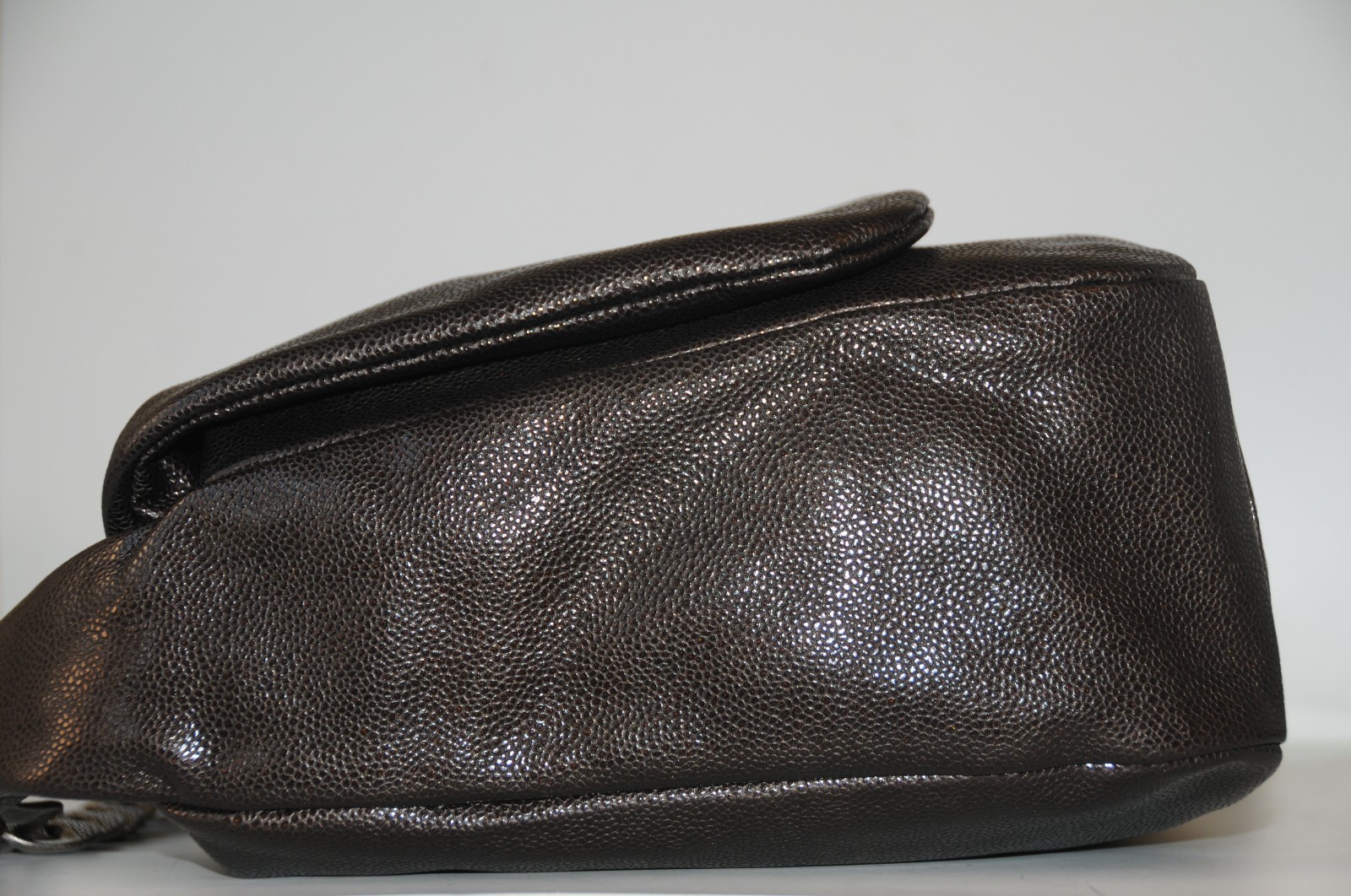 New in BOX CHANEL Classic LARGE Dark Chocolate Brown Soft CAVIAR Leather Bag