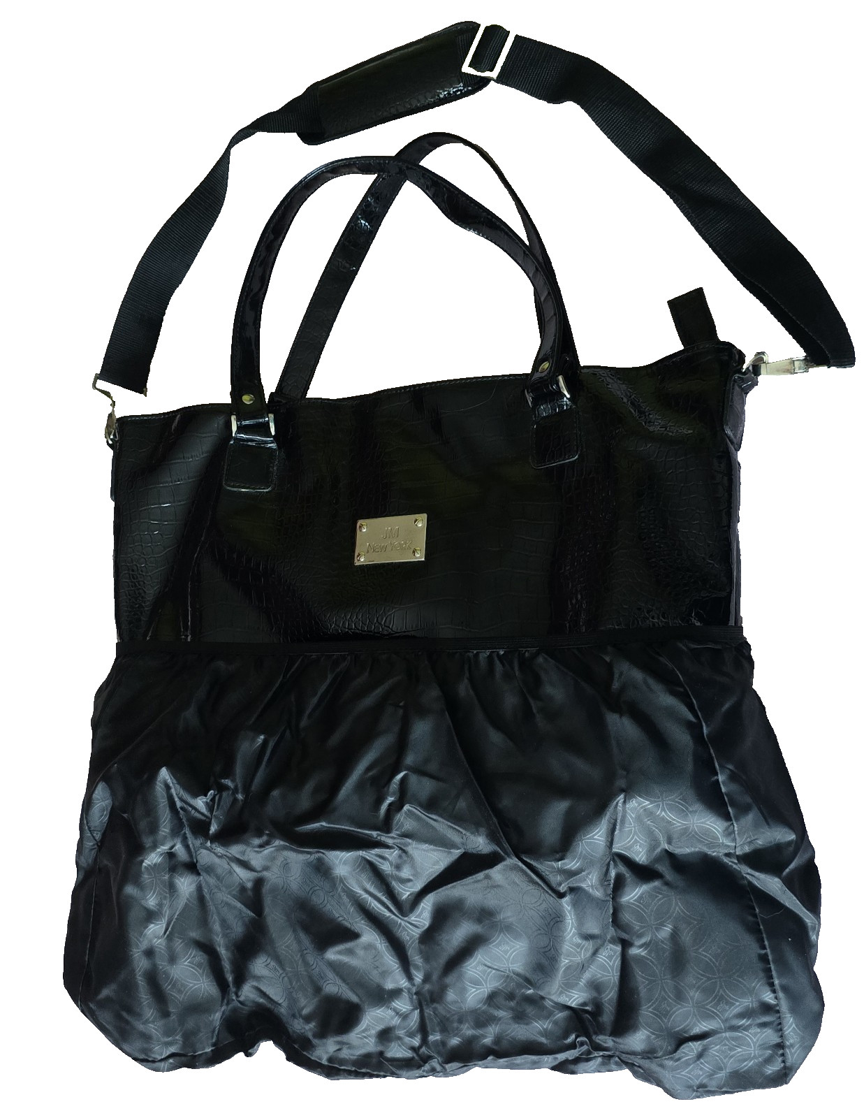 New JM New York Blck Bag/Purse/Padded Tote, shoulder strap, inner pockets, case