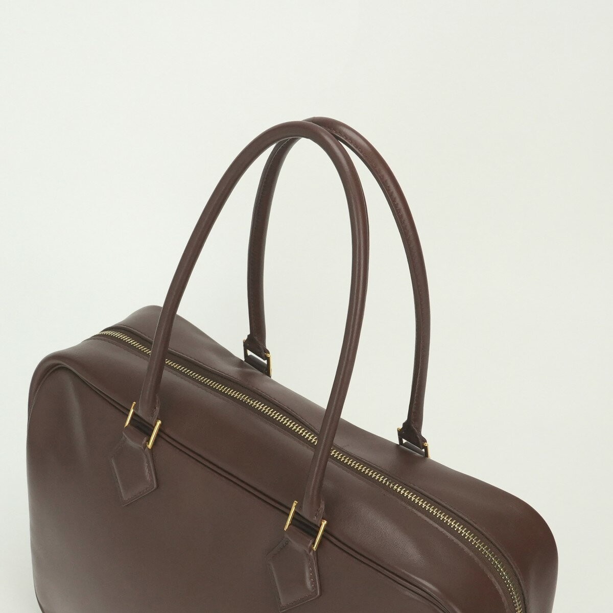 Hermes Plume 32 Handbag Box Calf Leather Brown Women Bag A Stamp W12.6xH9.1in 99