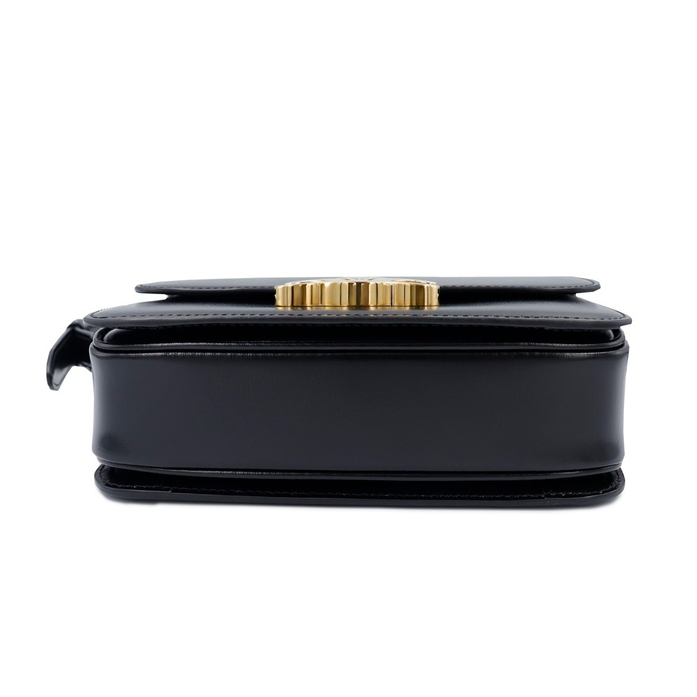 CELINE 188423BF4 Teen Triomphe Shiny calfskin & Lambskin, Black Shoulder Bag