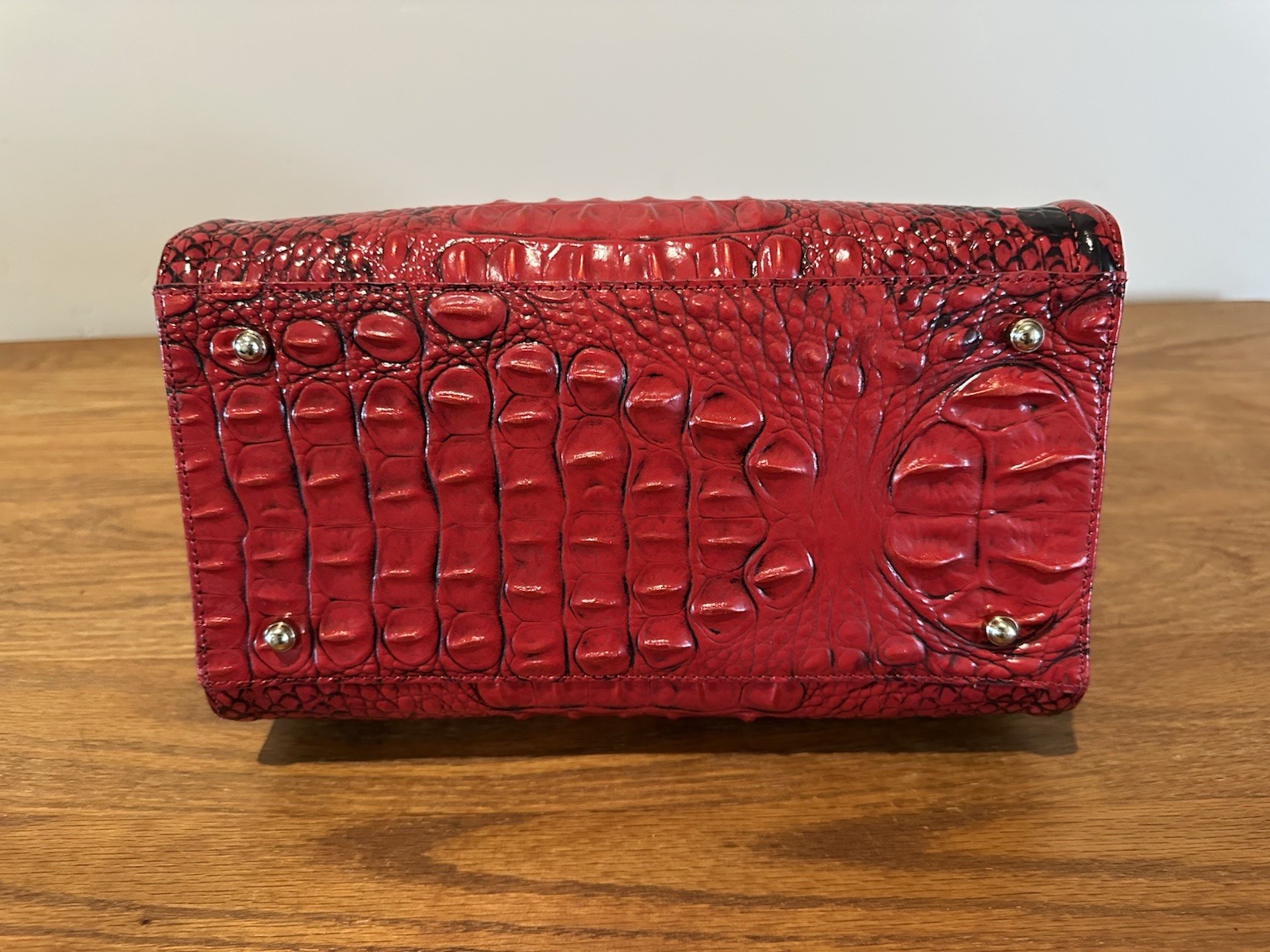 Brahmin Small Caroline Handbag Lipstick Red Black Snakeskin W/Wallet Ombre MINT