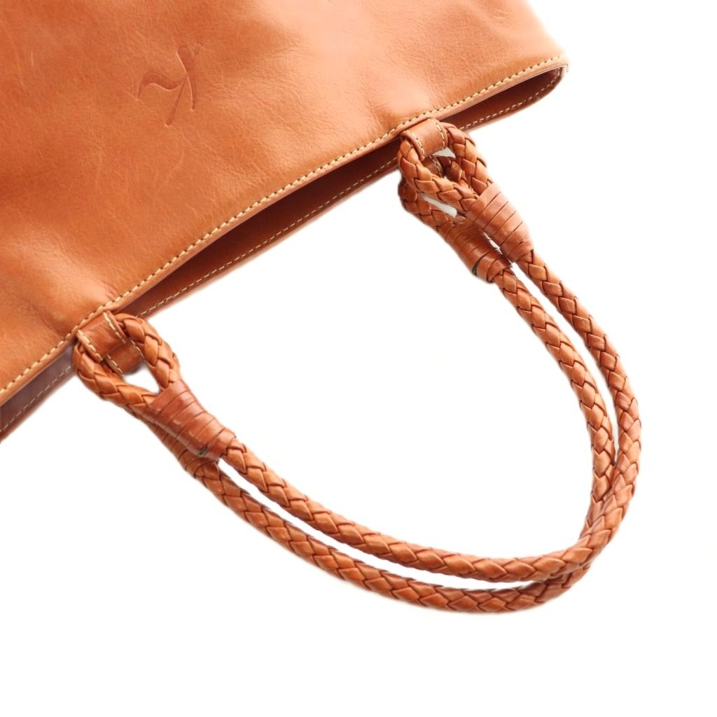 Kitamura Leather Handbag Brown 8.9×4.7in Women’s Vintage B Condition