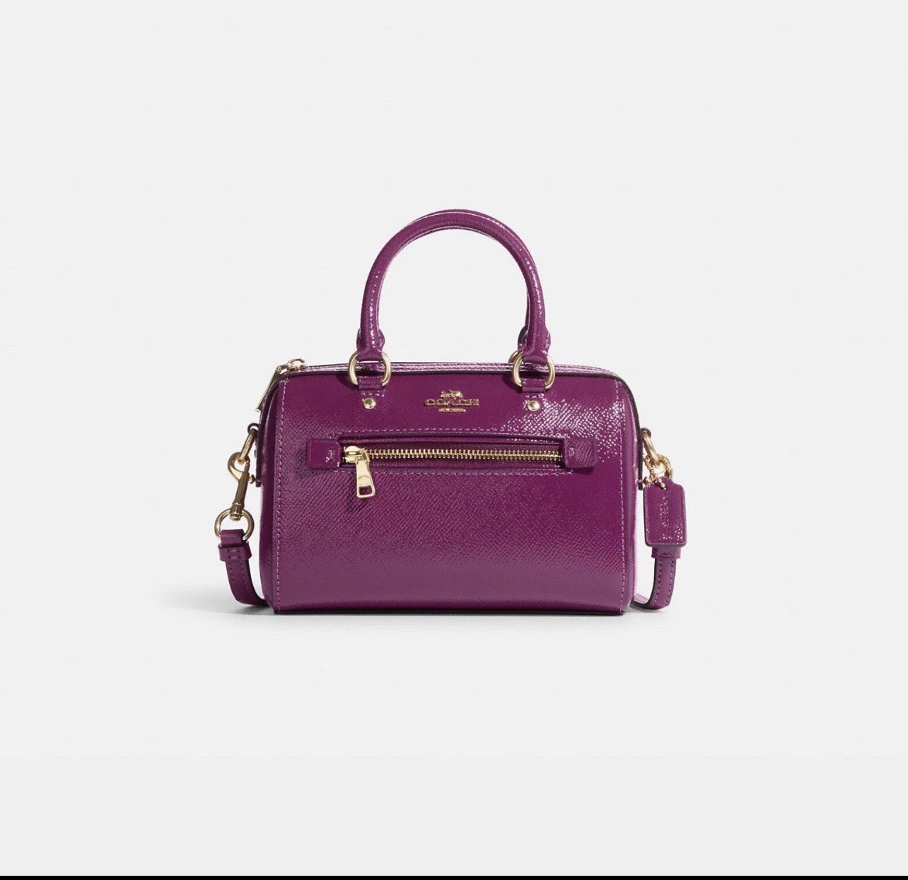 Coach Mini Rowan Leather Crossbody Dark Magenta