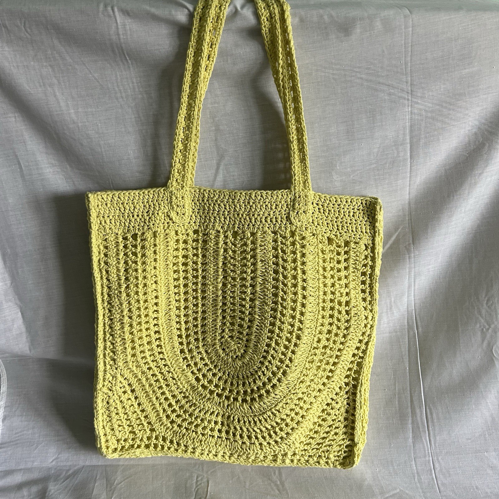 UNIVERSAL THREAD Open-Weave Crochet Bag Tote Sunny Yellow Beach Shopping