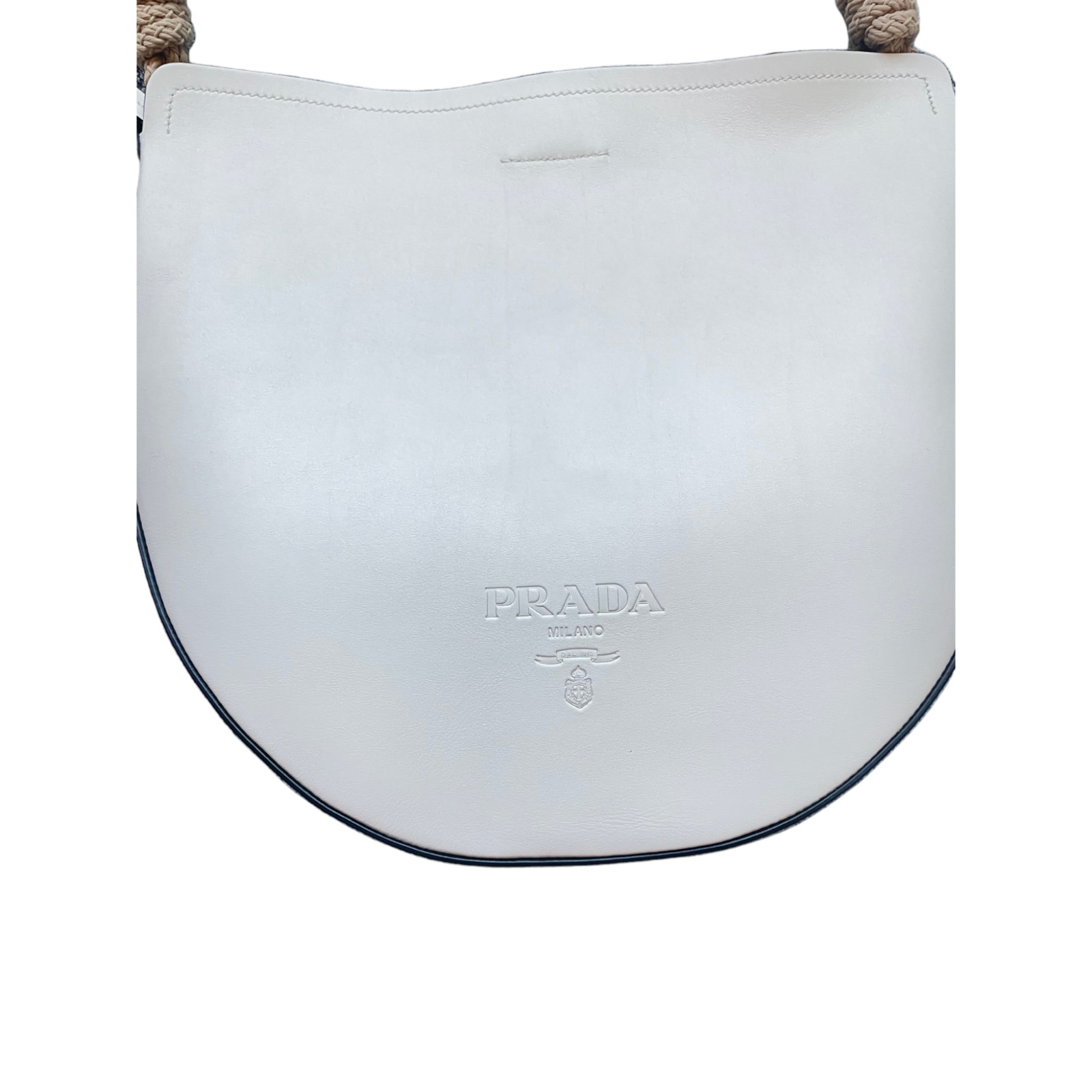Prada Shoulder Bag Vitello Lux Leather, White, 1BC131 2DJ4 F03GZ