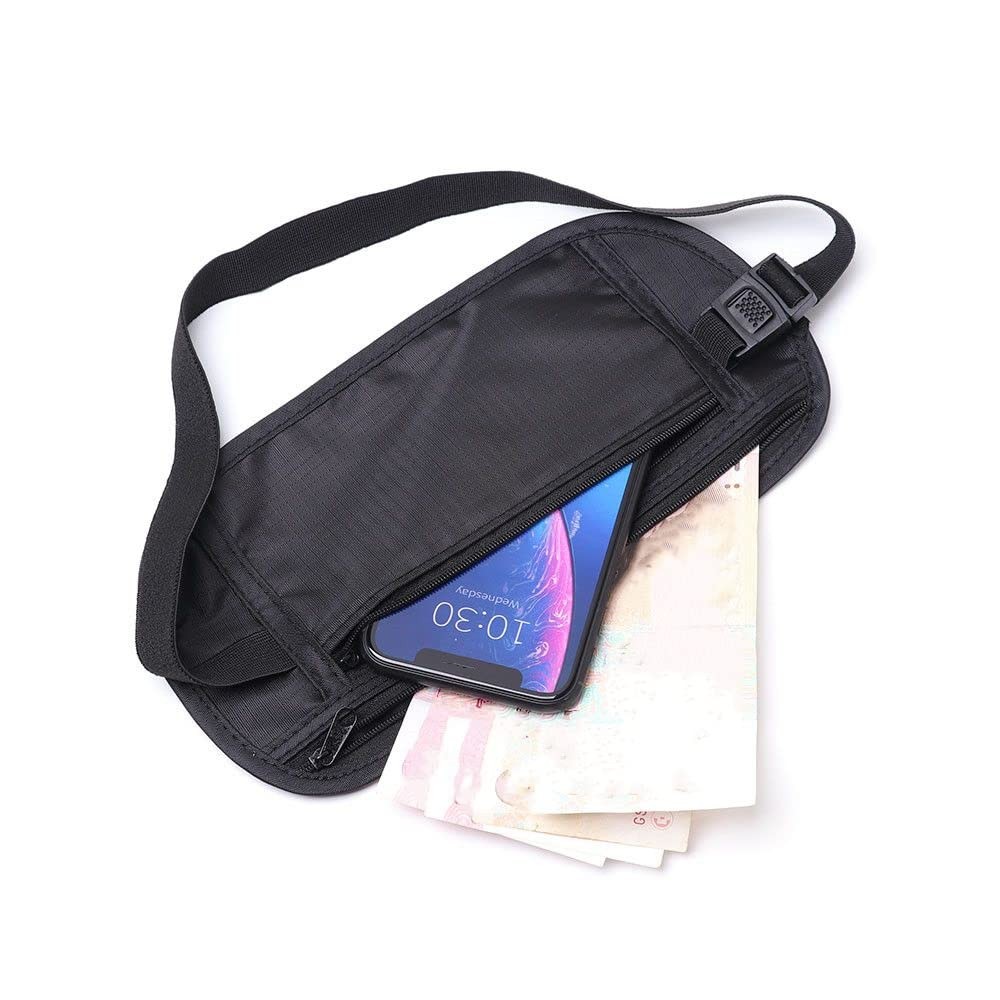2 Pack Travel Money Belt Waist Wallet, Slim RFID Blocking Passport Holder, In