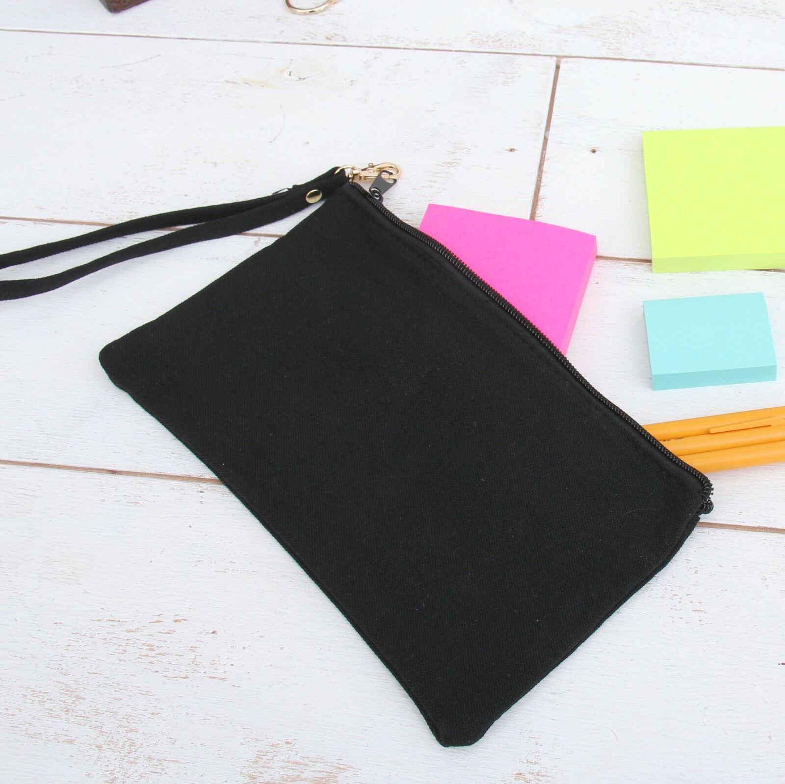 Threadart Cotton Canvas Small Wristlet Bag Make-up Organizer Makeup – 6 Colors
