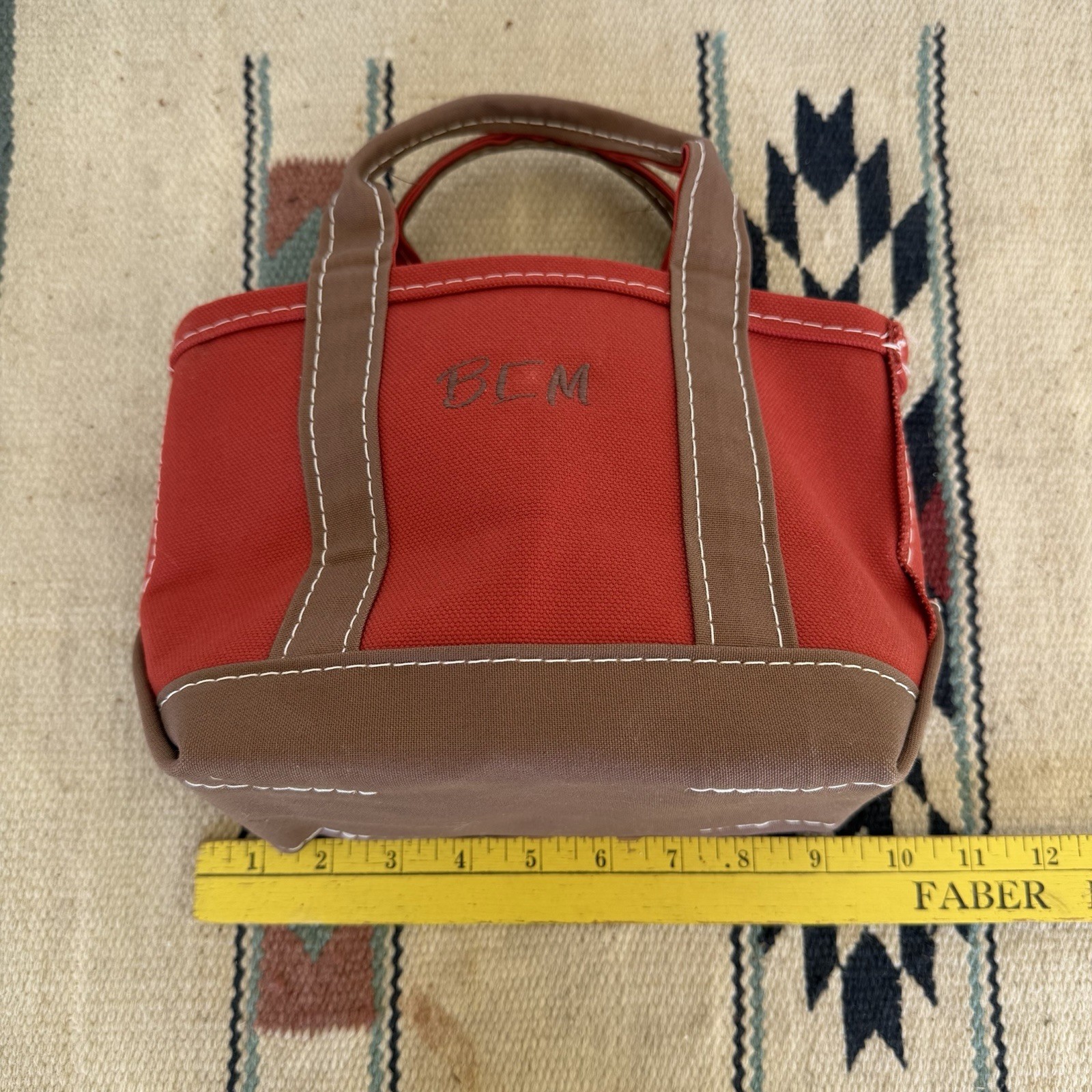 LL Bean Mini Boat & Tote Canvas Bag USA Vtg Burnt Orange Rust Brown 90s Crispy