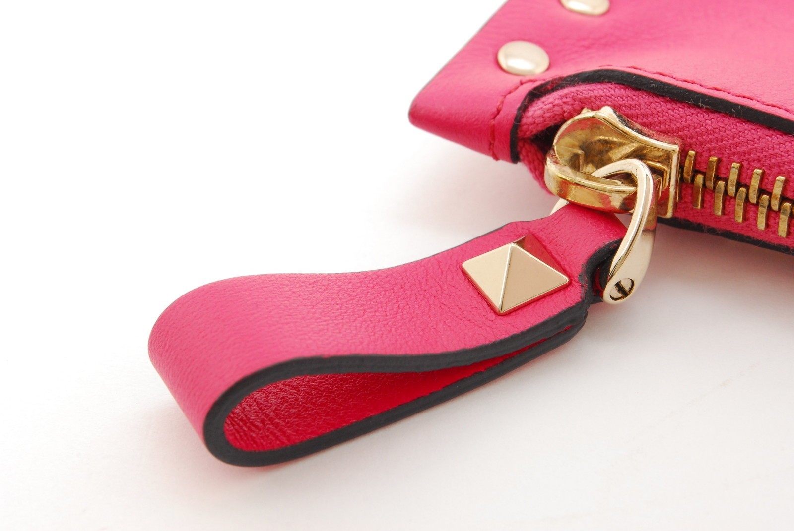 VALENTINO GARAVANI Clutch Bag Rock Stud Leather Purse Pink　*Rank A*