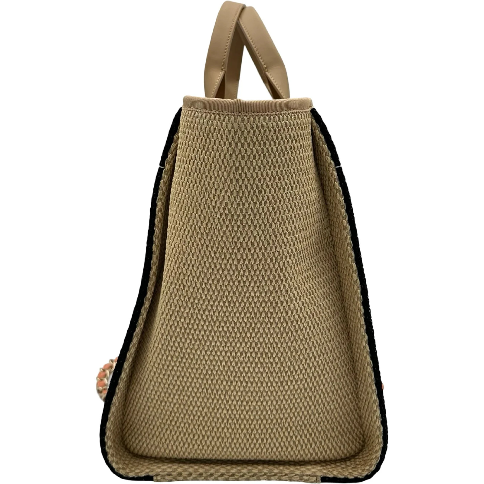 CHANEL Deauville Shopping Large Beige / Black Raffia Tote #OKB8232