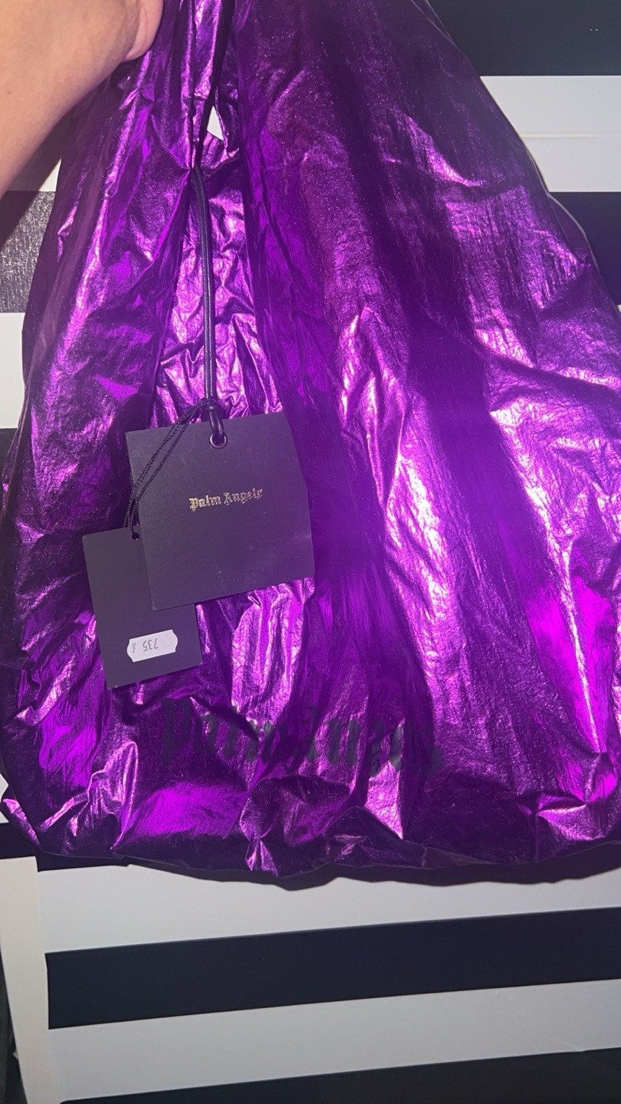 Palm Angels Women’s Purple Metallic Logo Tote Bag with Shoulder Strap O/S