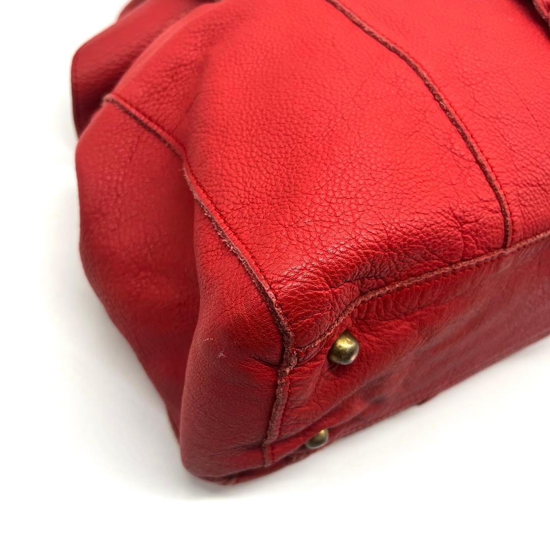 TRES Shoulder Tote Bag Purse Leather Red Horn Toggle Button Y2K Used vintage